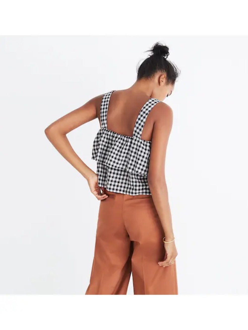 Madewell two-tiered black and white Gingham Ruffle Tank Top - Women medium - Picture 3 of 6
